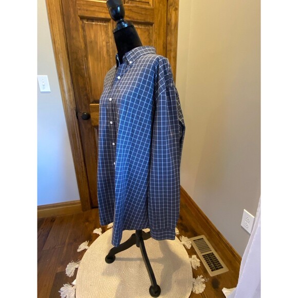 Croft & Barrow Men’s 3X Big &  Tall Gray Long Sleeved Plaid Buttondown Shirt - Picture 4 of 8